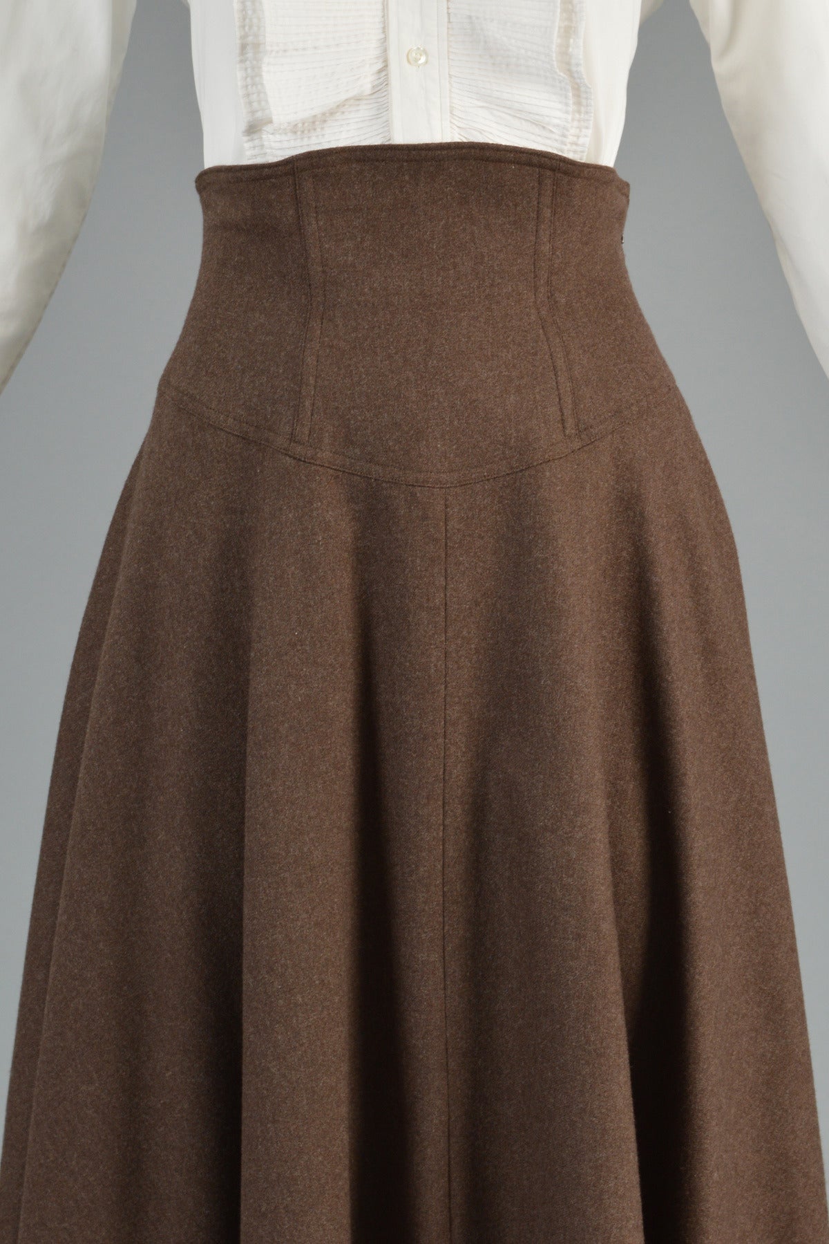 Women's 1970's Anne Klein Wool & Cashmere High Waisted Skirt