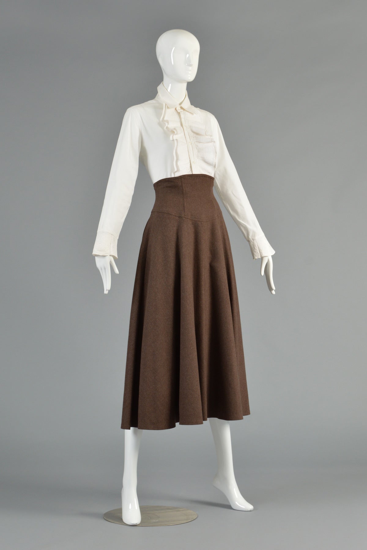1970's Anne Klein Wool & Cashmere High Waisted Skirt 1