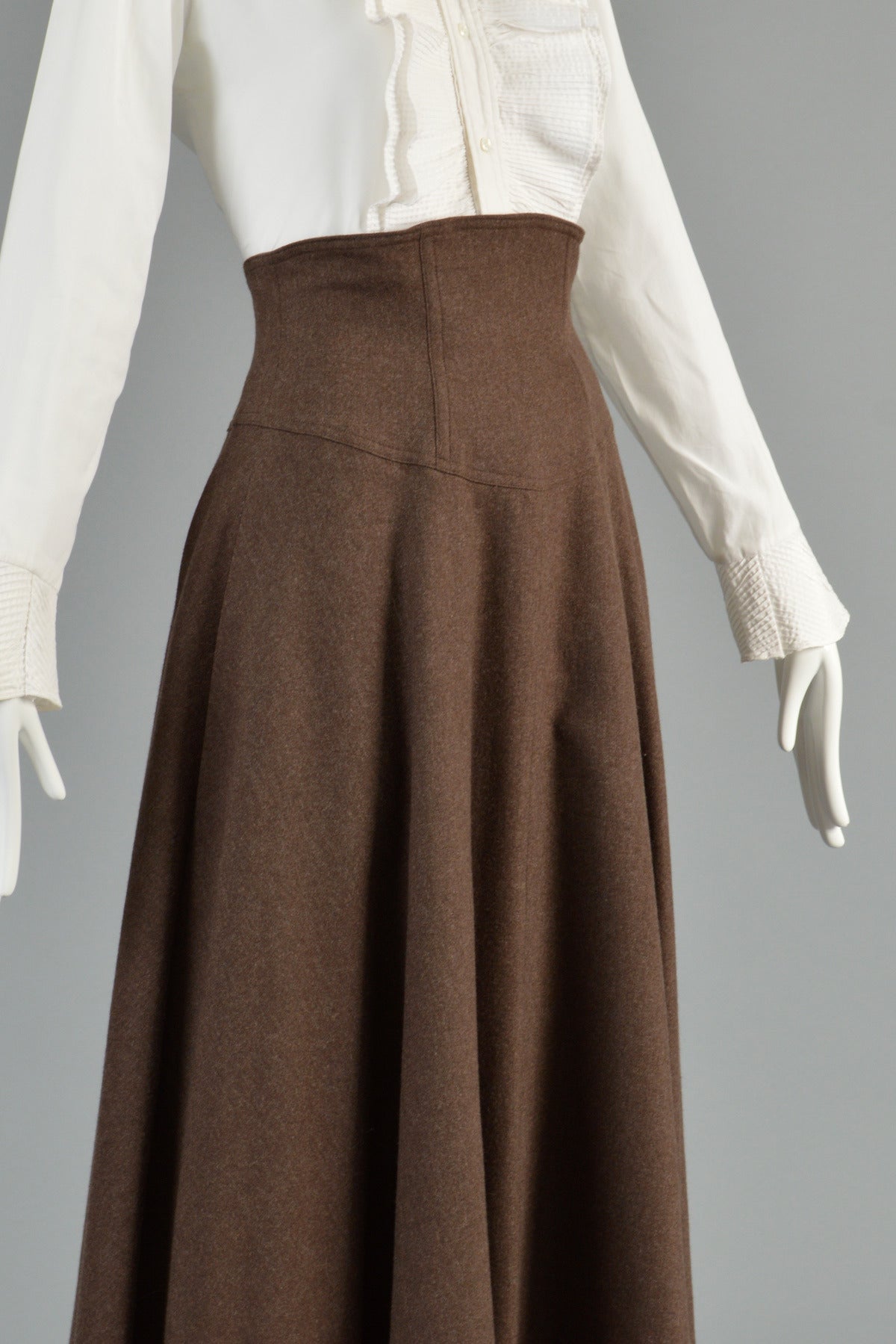 1970's Anne Klein Wool & Cashmere High Waisted Skirt 3