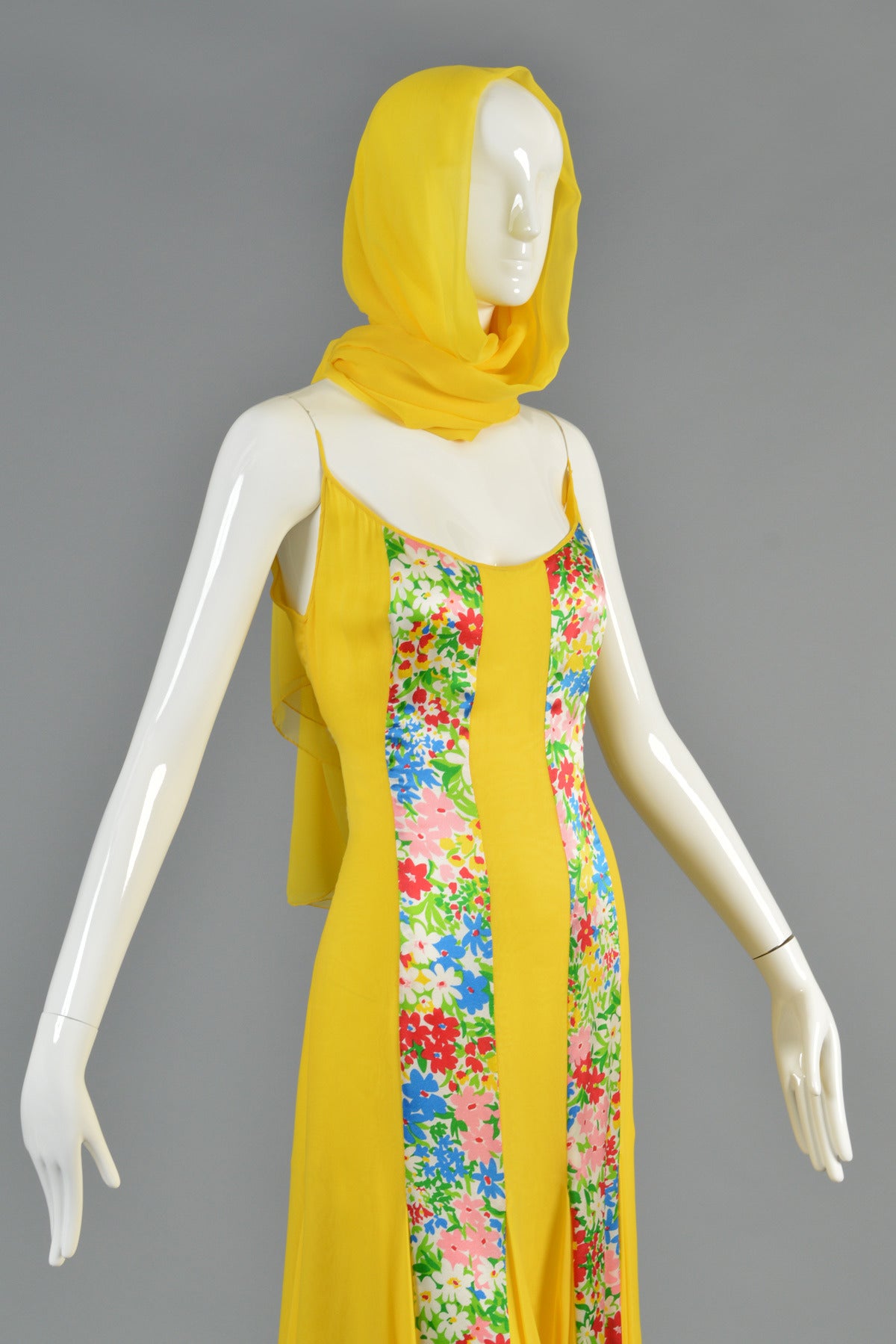 1970s Galanos Silk Chiffon Gown with Scarf 4