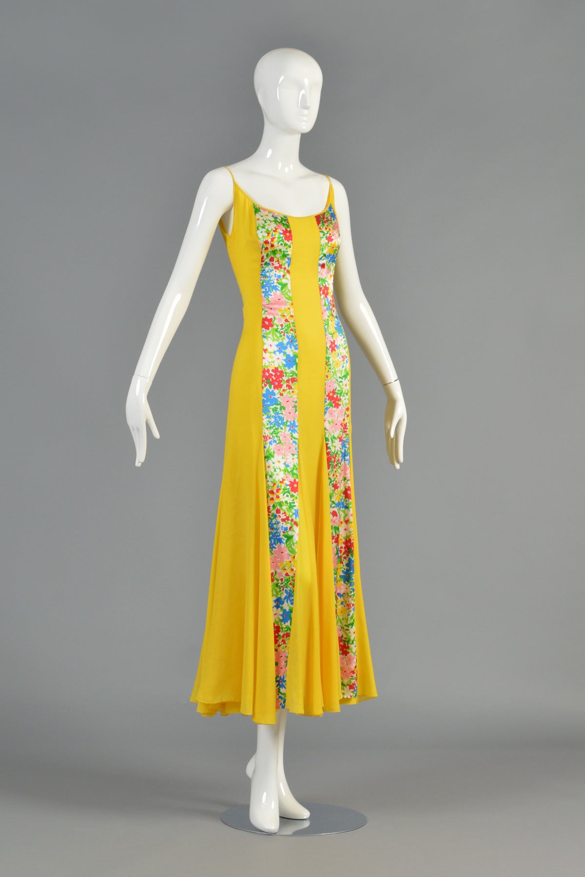 1970s Galanos Silk Chiffon Gown with Scarf 3