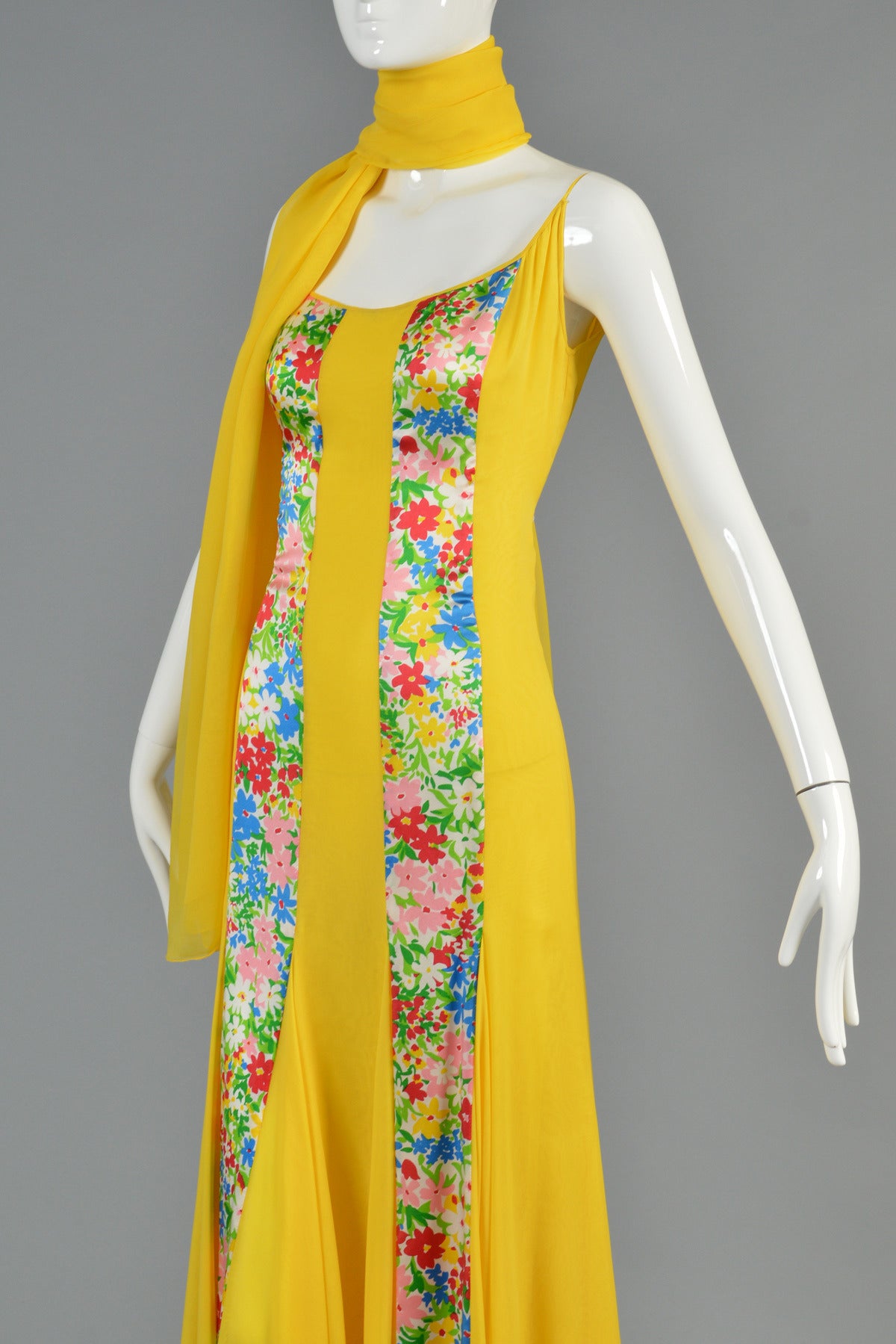 1970s Galanos Silk Chiffon Gown with Scarf 5