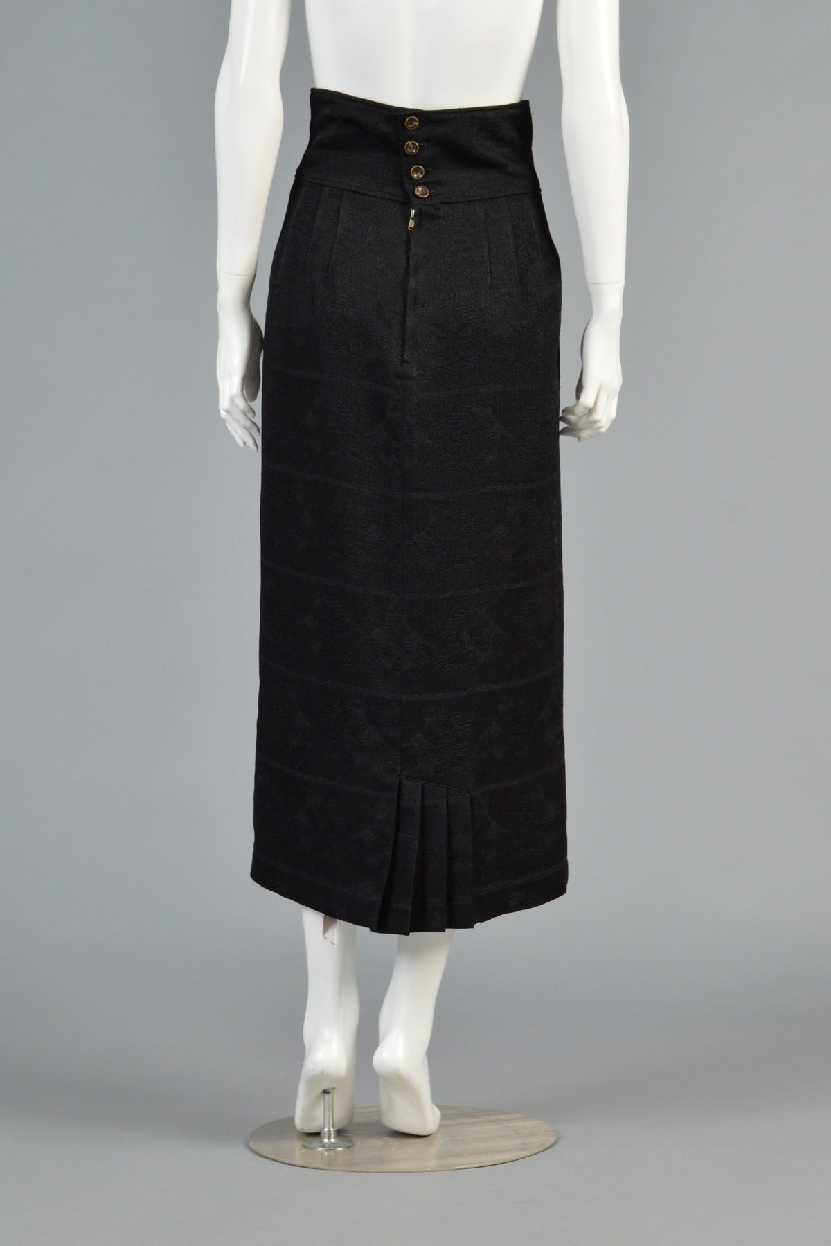 1980s Matsuda Ultra High Waisted Button Back Skirt For Sale 2