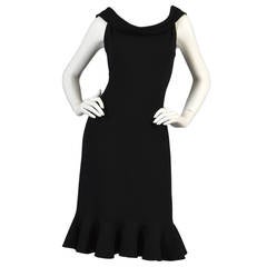 Sexy Architectural 1980's Oscar de la Renta Little Black Dress