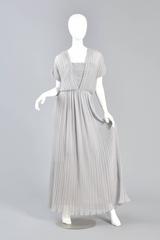 Victor Costa Dove Grey Grecian Pleated Evening Gown
