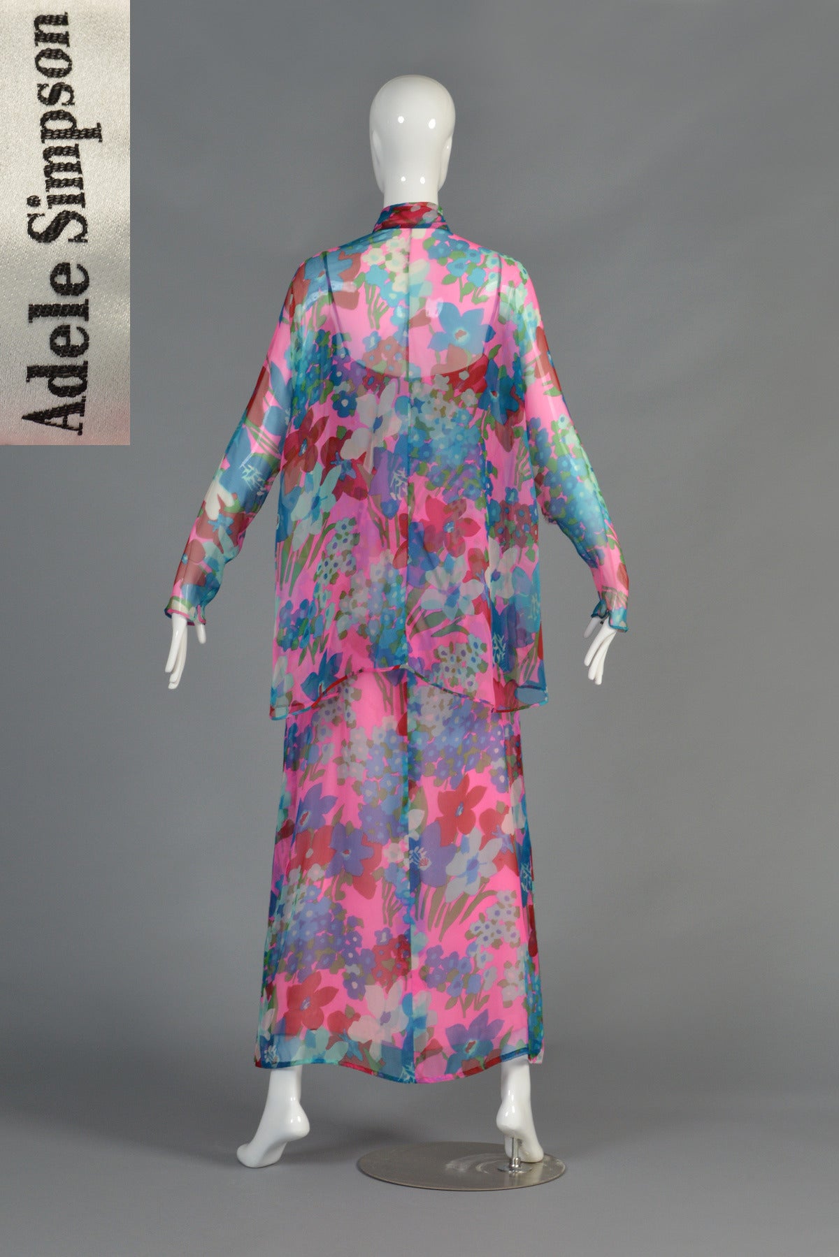 Adele Simpson 1970's Silk Chiffon Dress and Jacket 6