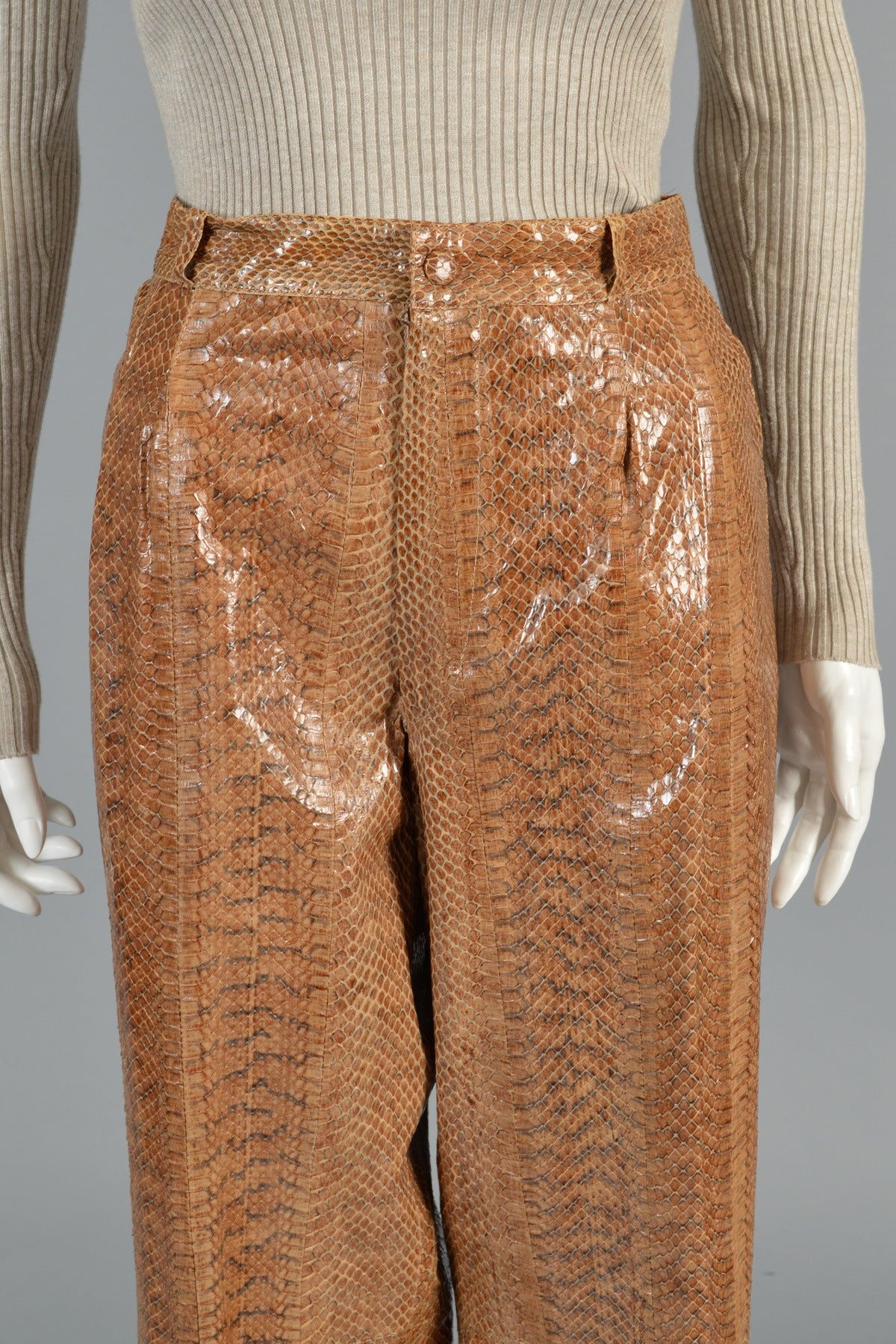 1980's High-Waisted Genuine Snakeskin Pants In Excellent Condition For Sale In Yucca Valley, CA