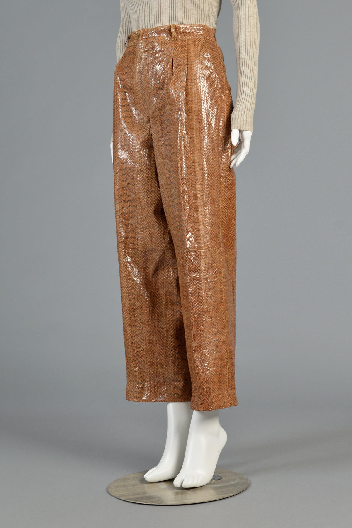 1980's High-Waisted Genuine Snakeskin Pants For Sale 1