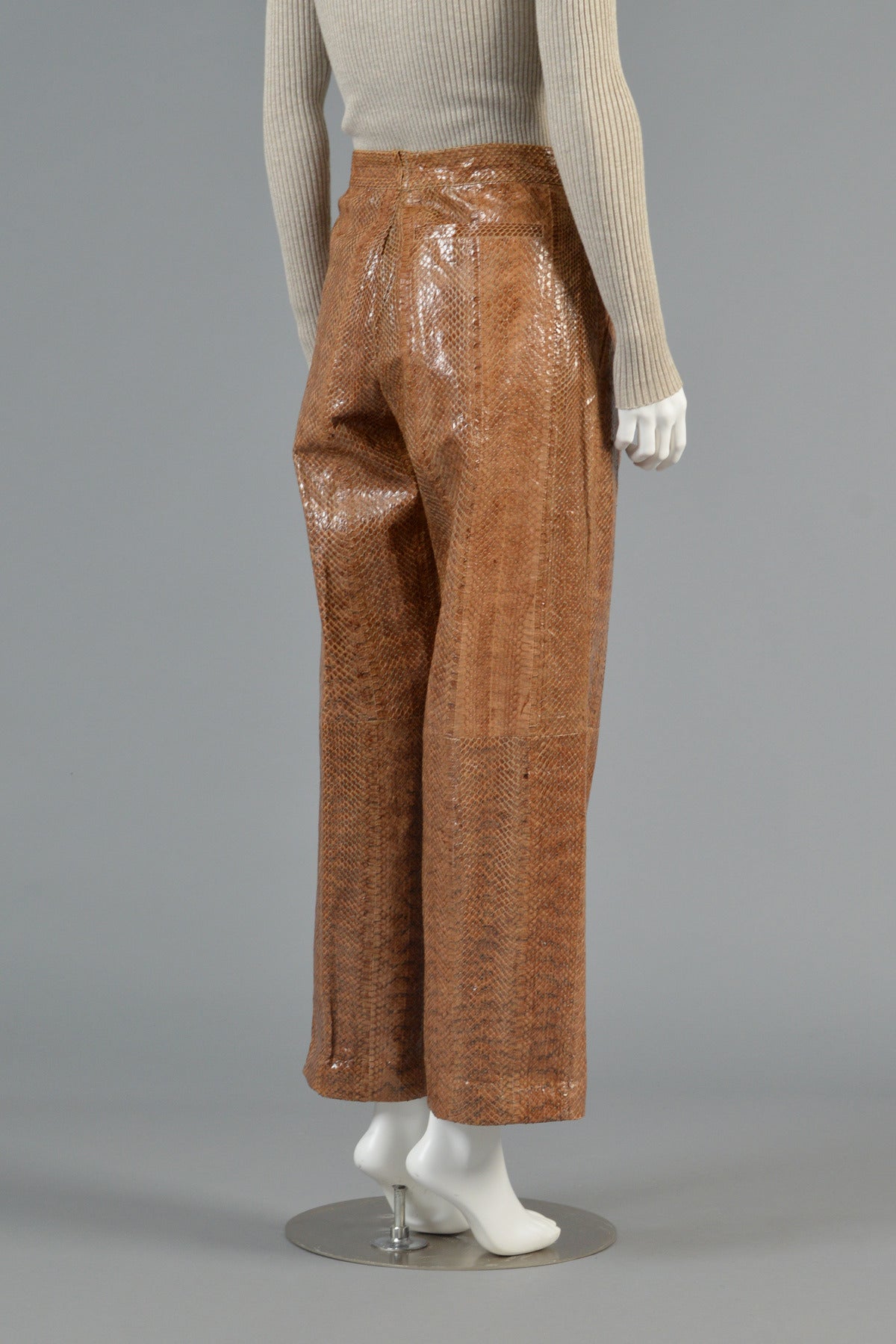 1980's High-Waisted Genuine Snakeskin Pants For Sale 3
