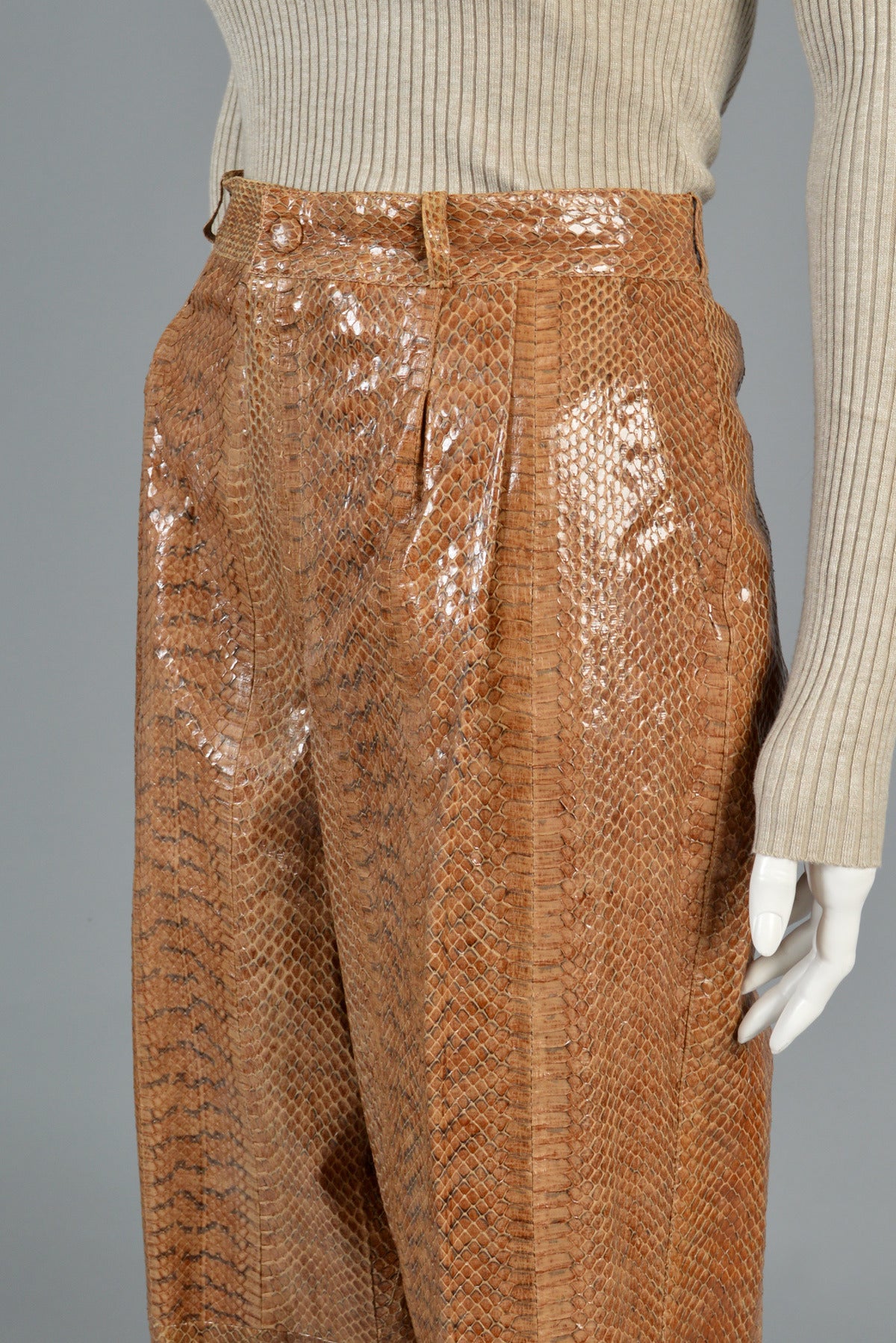 1980's High-Waisted Genuine Snakeskin Pants For Sale 2