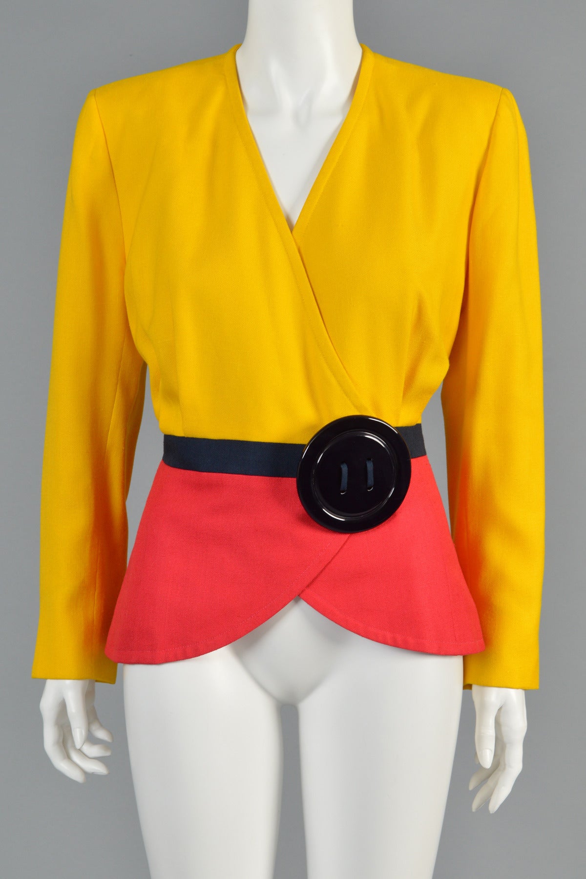 Orange 1989 Oscar de la Renta for Pierre Balmain Haute Couture Colorblocked Jacket For Sale
