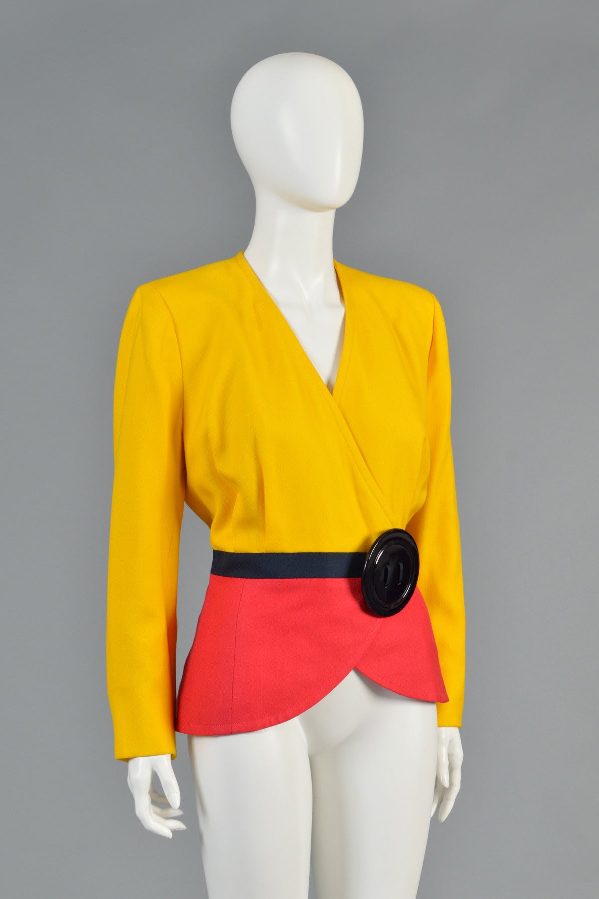 Women's 1989 Oscar de la Renta for Pierre Balmain Haute Couture Colorblocked Jacket For Sale