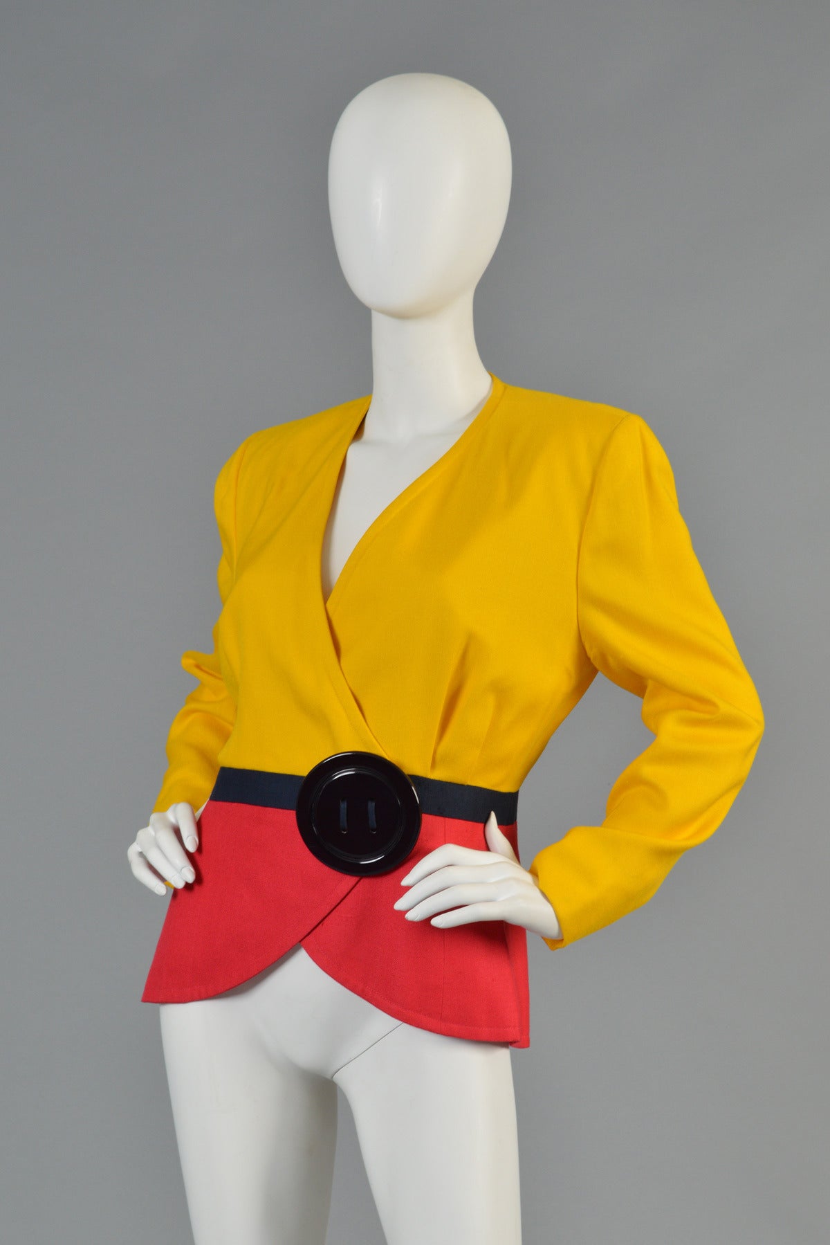 1989 Oscar de la Renta for Pierre Balmain Haute Couture Colorblocked Jacket For Sale 1