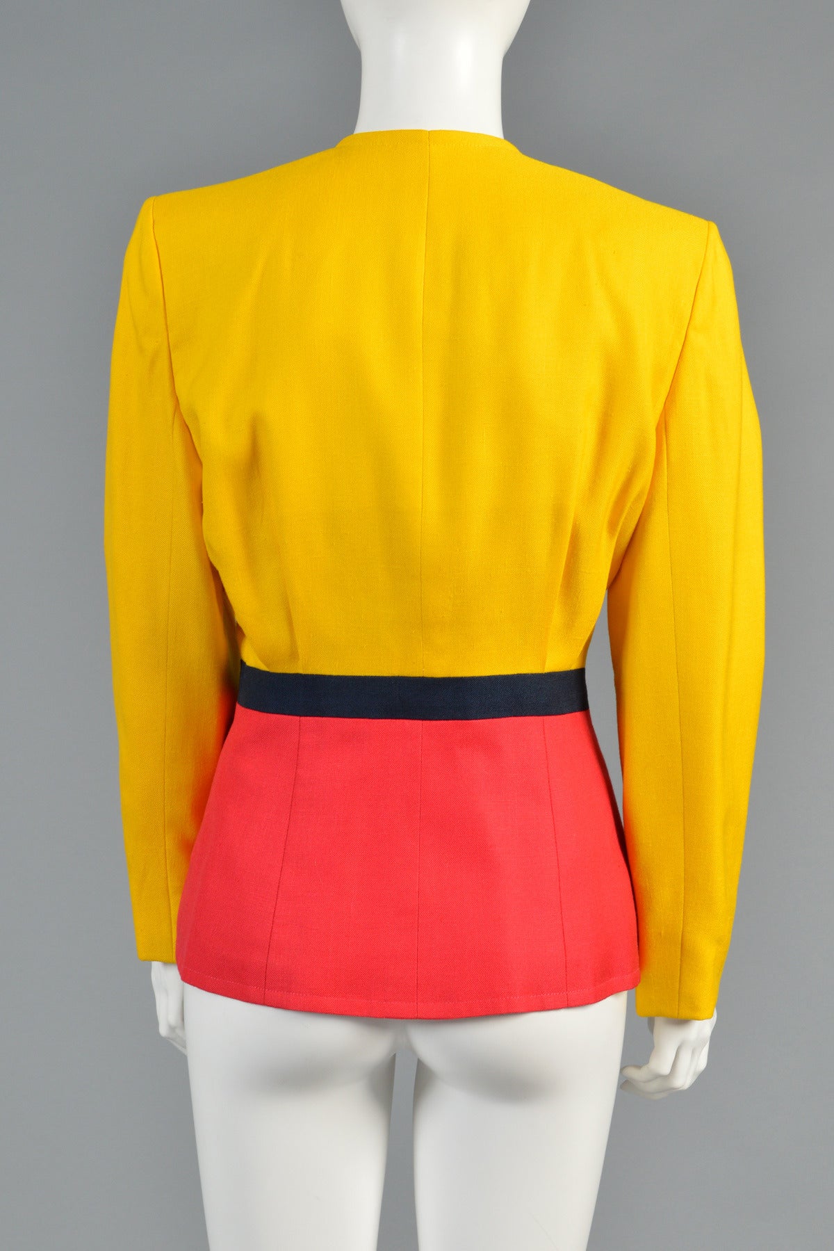 1989 Oscar de la Renta for Pierre Balmain Haute Couture Colorblocked Jacket For Sale 2