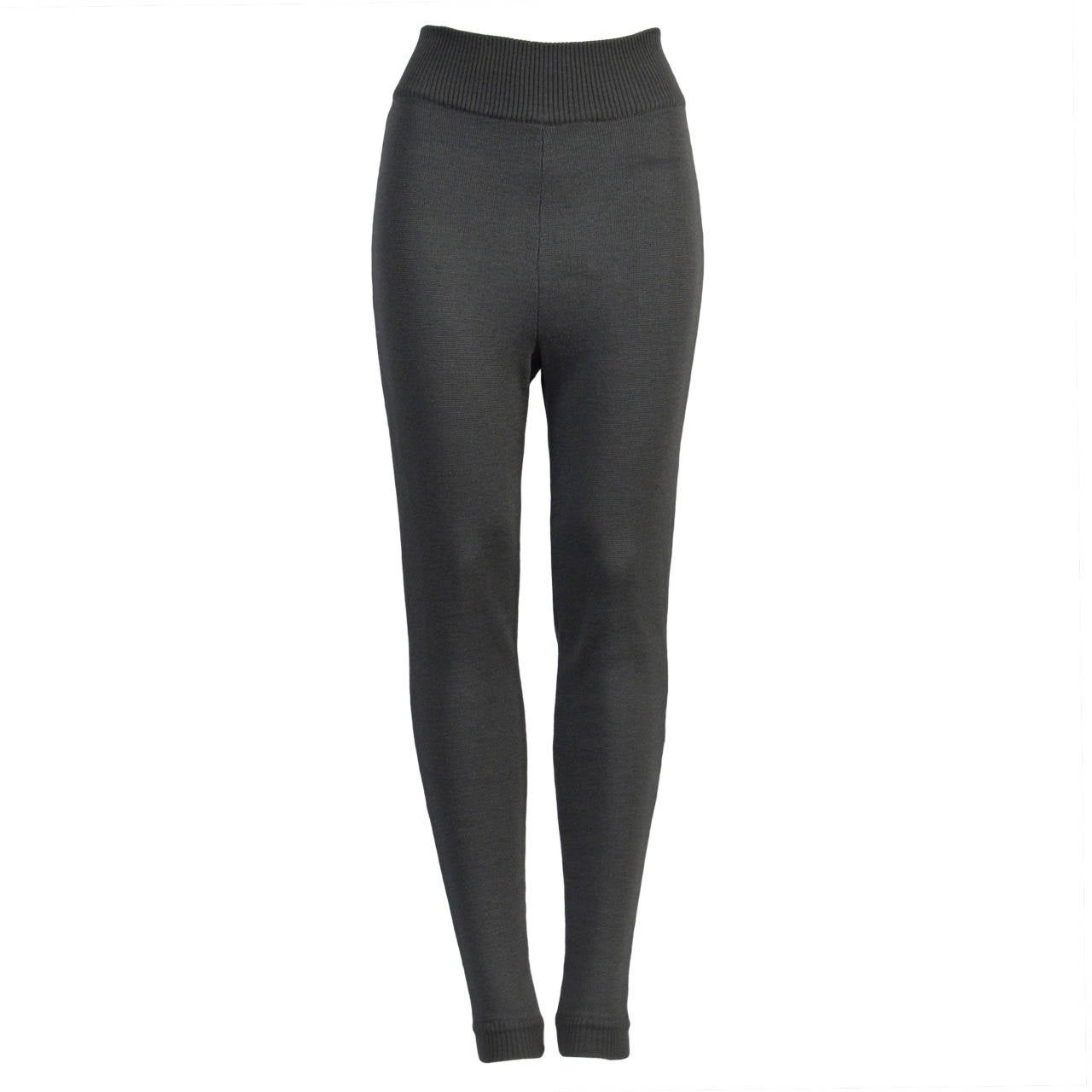 Claude Montana High Waisted Knit Wool Legging Pants For Sale