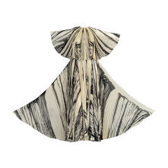 Vintage La Mendola 1960s Graphic Pleated Silk Gown + Capelet