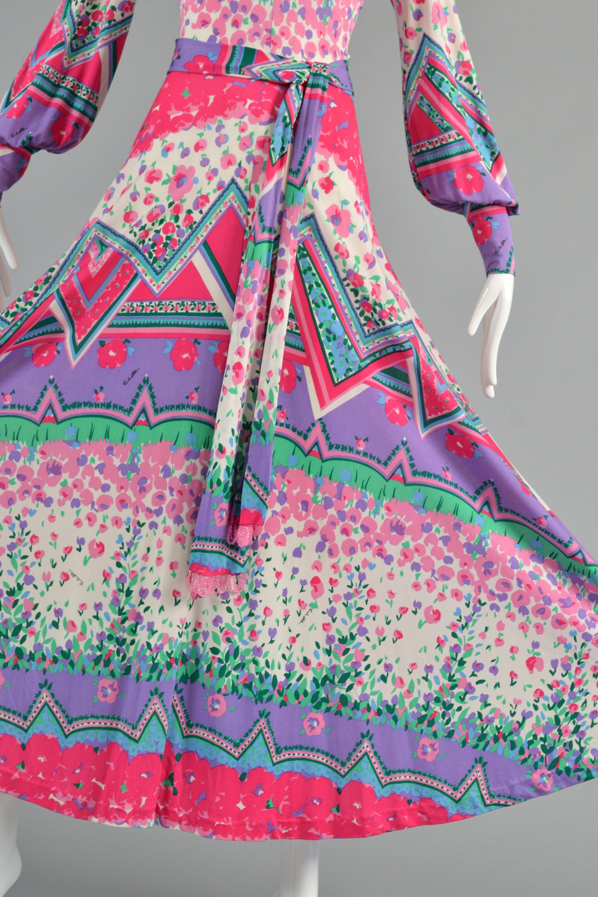 Emilia Bellini 1960's Plunging Silk Jersey Maxi Dress 2