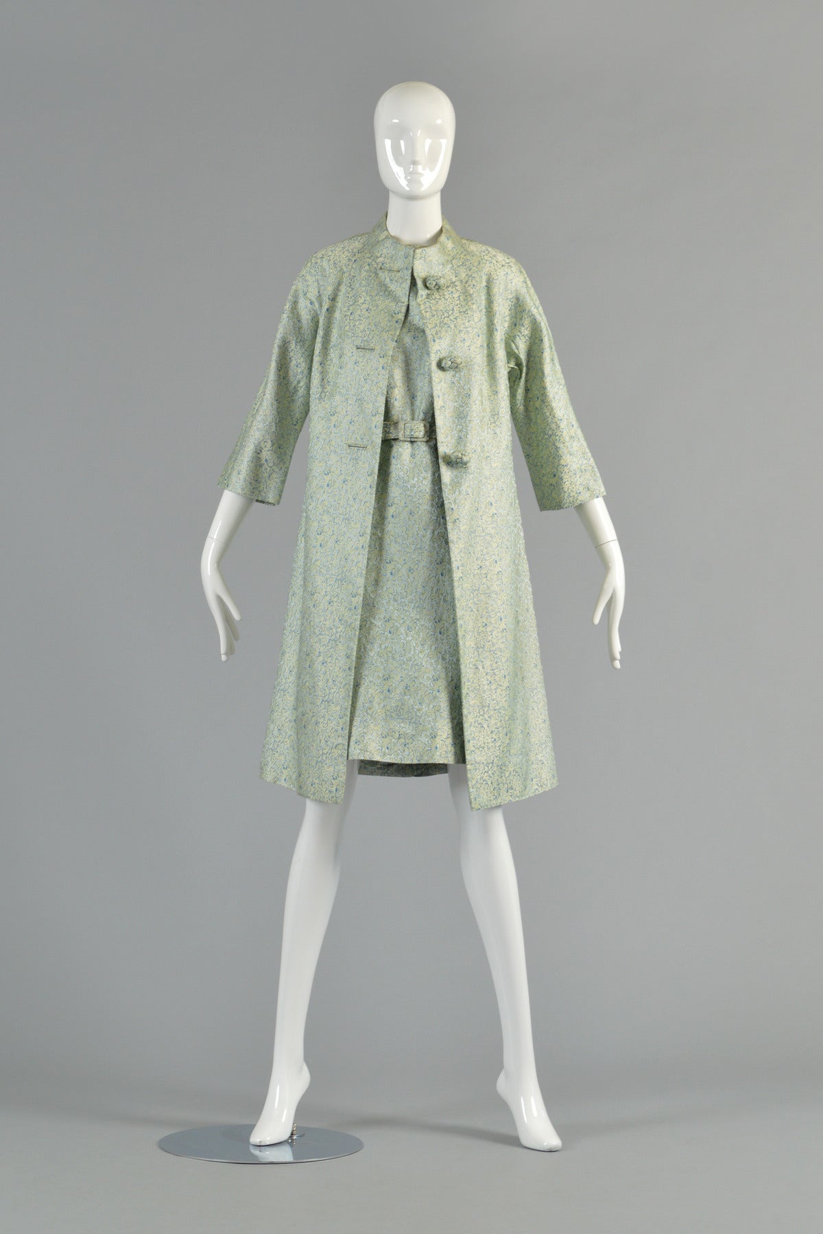 1967 Chinoiserie Silk Brocade Dress + Jacket at 1stDibs