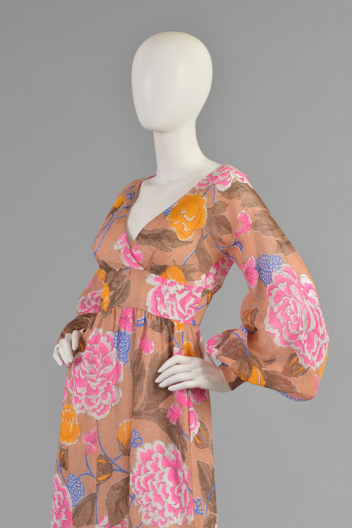 Women's 1970's Rizkallah for Malcolm Starr Bohemian Gauze Maxi Dress