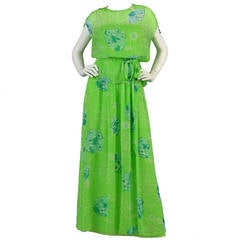 Adele Simpson 1970's 3pc Silk Chiffon Floral Gown For Sale at 1stDibs