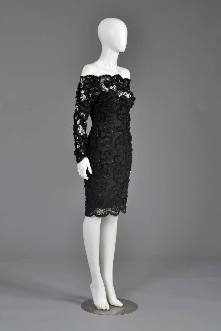 Bernard Perris 1980s Lace Cocktail Dress 3