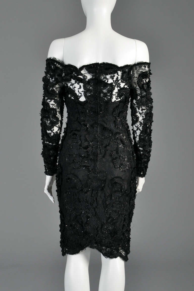 Bernard Perris 1980s Lace Cocktail Dress 5