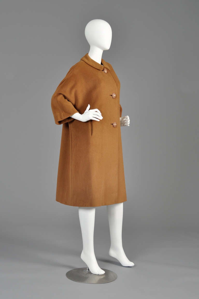 1960s Pure Vicuna Swing Coat with Enameled Buttons 2