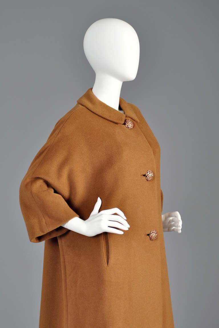 1960s Pure Vicuna Swing Coat with Enameled Buttons 3