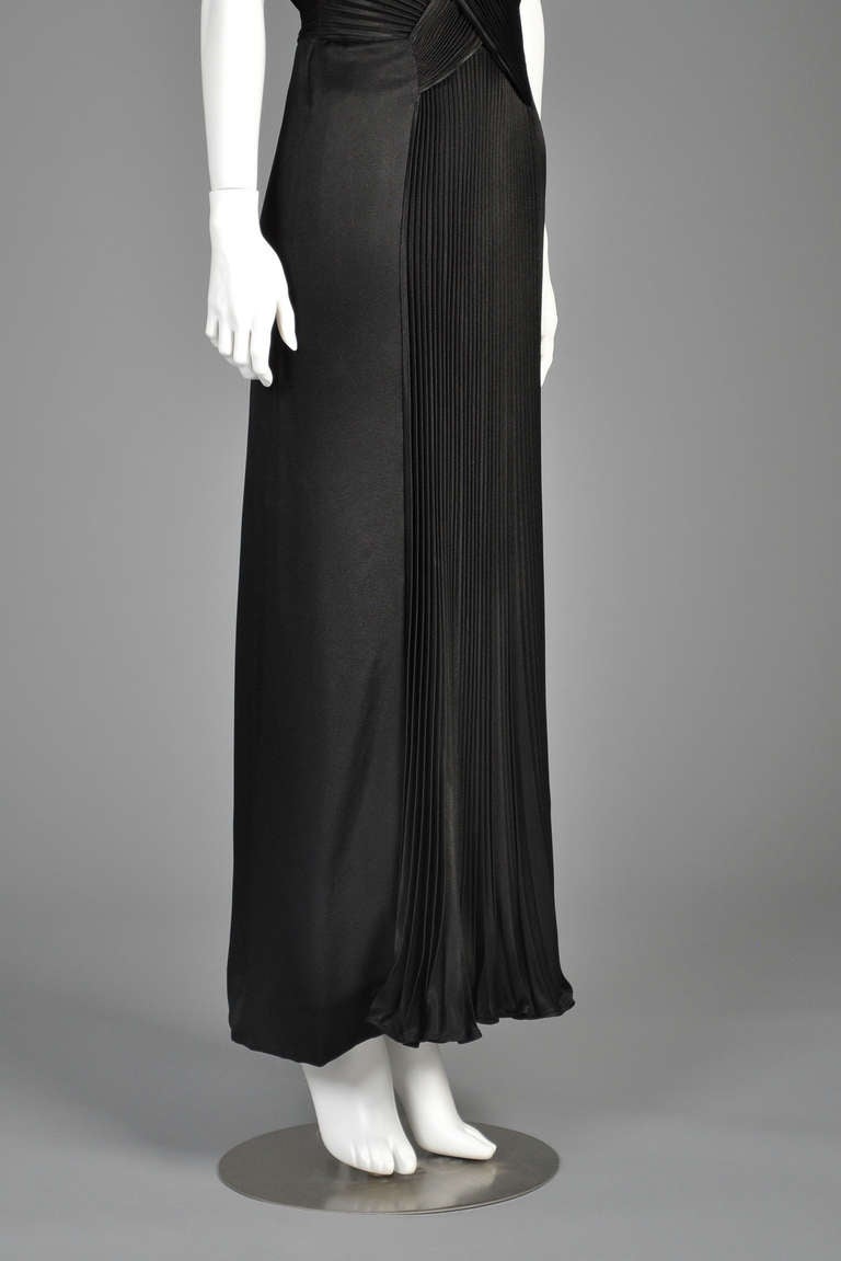 Loris Azzaro Crystal Pleated Plunging Evening Gown 3