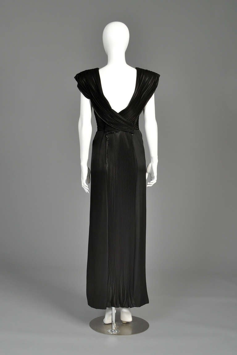 Loris Azzaro Crystal Pleated Plunging Evening Gown 4