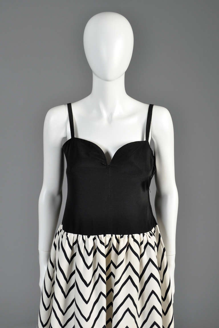 Gray Yves Saint Laurent Chevron Striped Ball Gown For Sale