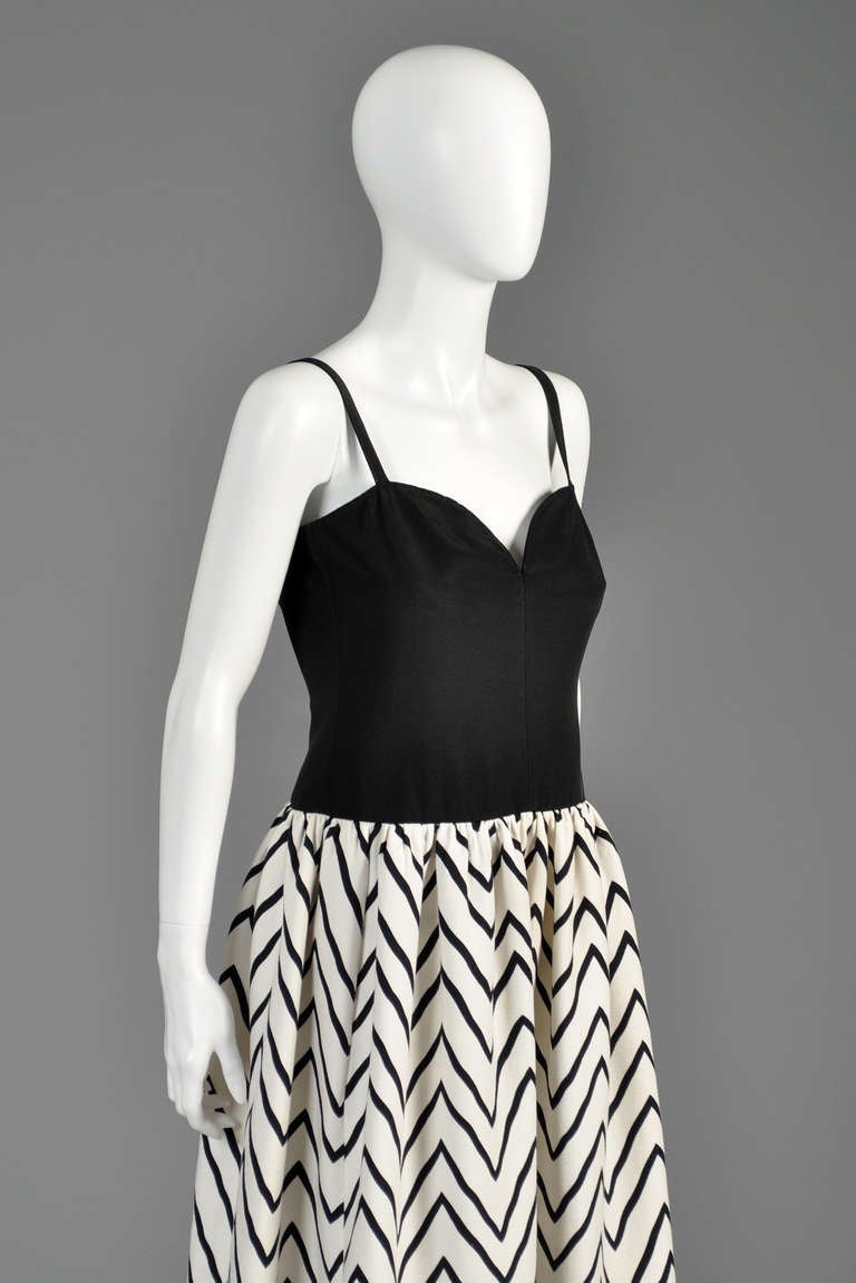 Women's Yves Saint Laurent Chevron Striped Ball Gown For Sale