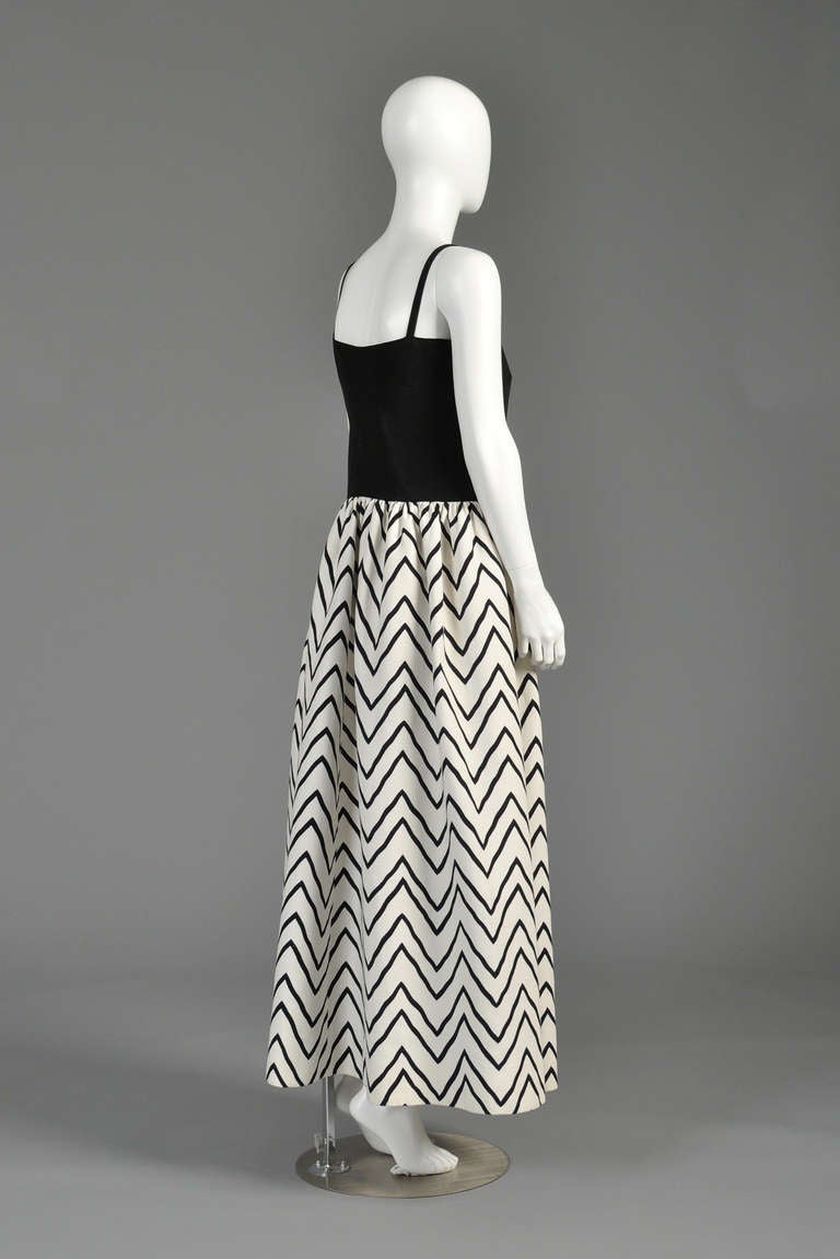 Yves Saint Laurent Chevron Striped Ball Gown For Sale 3