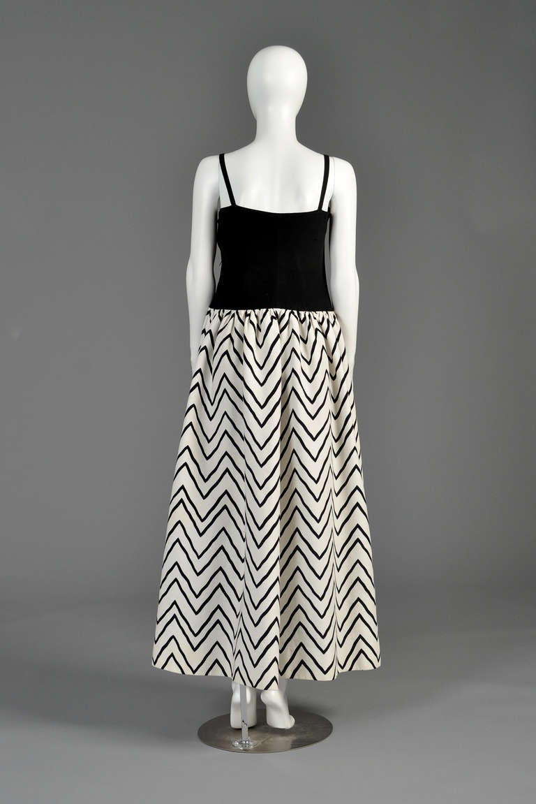 Yves Saint Laurent Chevron Striped Ball Gown For Sale 4