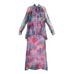 Adele Simpson 1970's Silk Chiffon Dress and Jacket