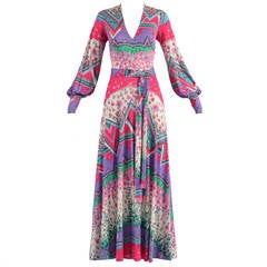 Emilia Bellini 1960's Plunging Silk Jersey Maxi Dress at 1stDibs