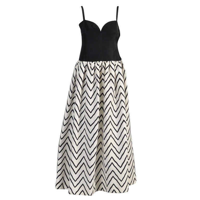 Yves Saint Laurent Chevron Striped Ball Gown For Sale