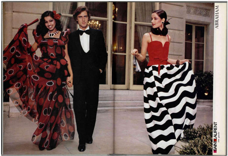 Yves Saint Laurent Chevron Striped Ball Gown For Sale 5