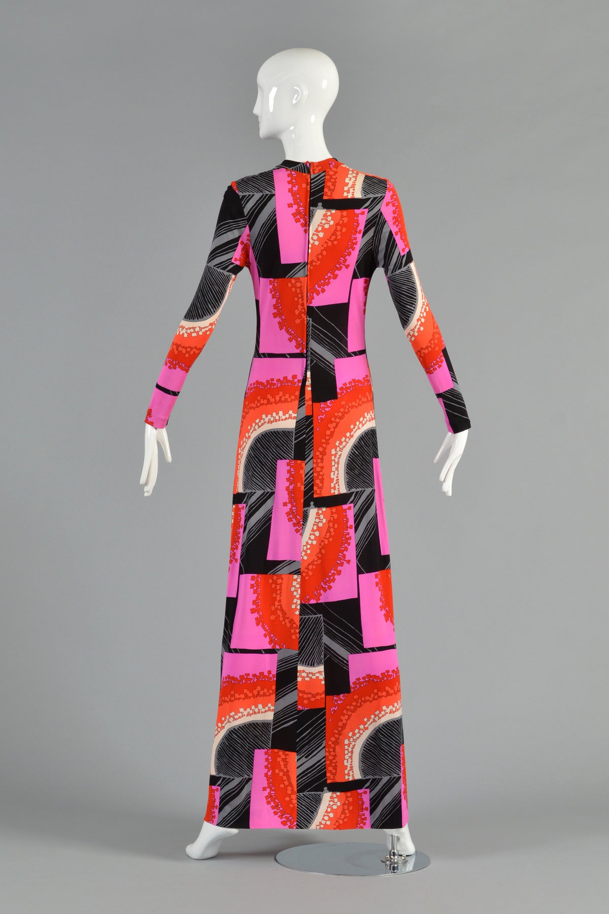 1960s Graphic Silk Jersey Maxi Dress 4
