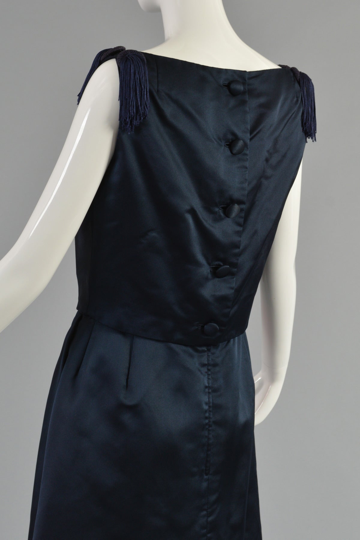 Karen Stark for Harvey Berin Silk Cocktail Dress with Tassel Fringe Shoulders For Sale 3