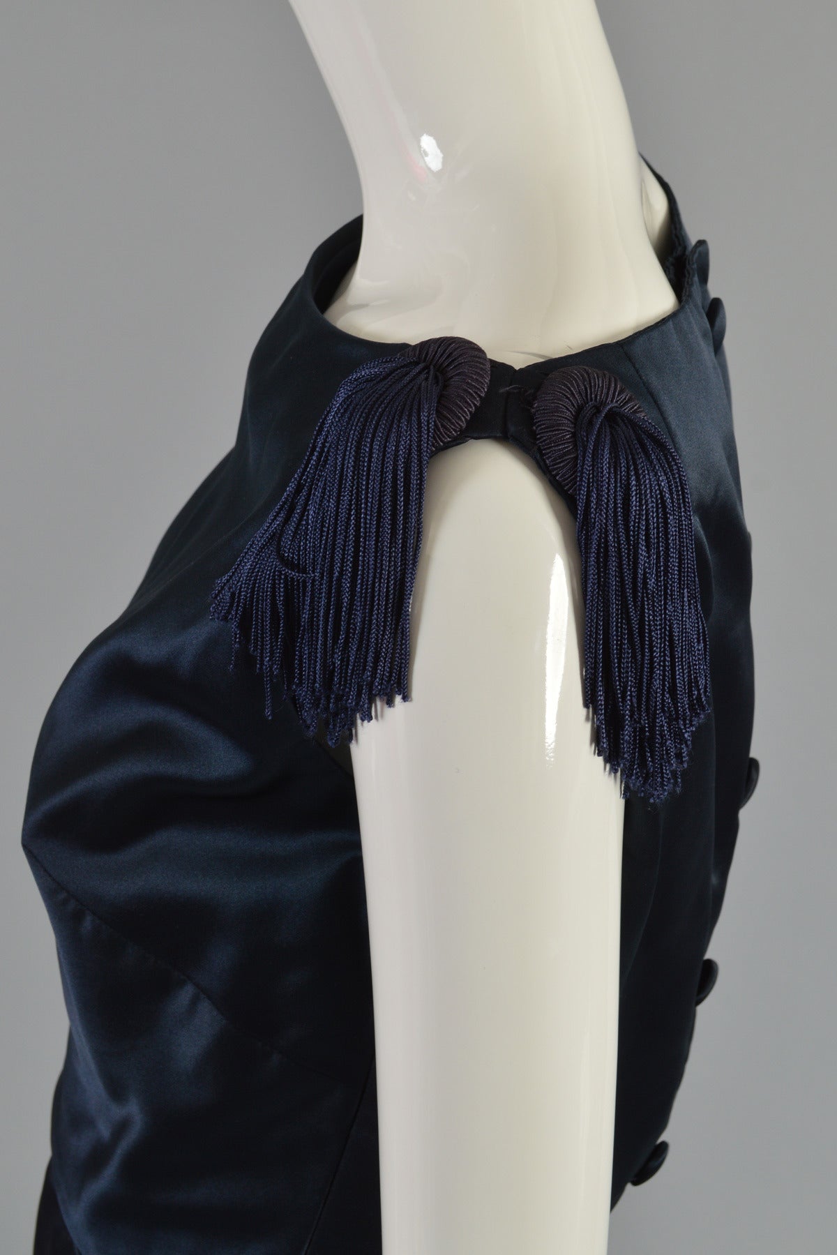 Karen Stark for Harvey Berin Silk Cocktail Dress with Tassel Fringe Shoulders For Sale 4