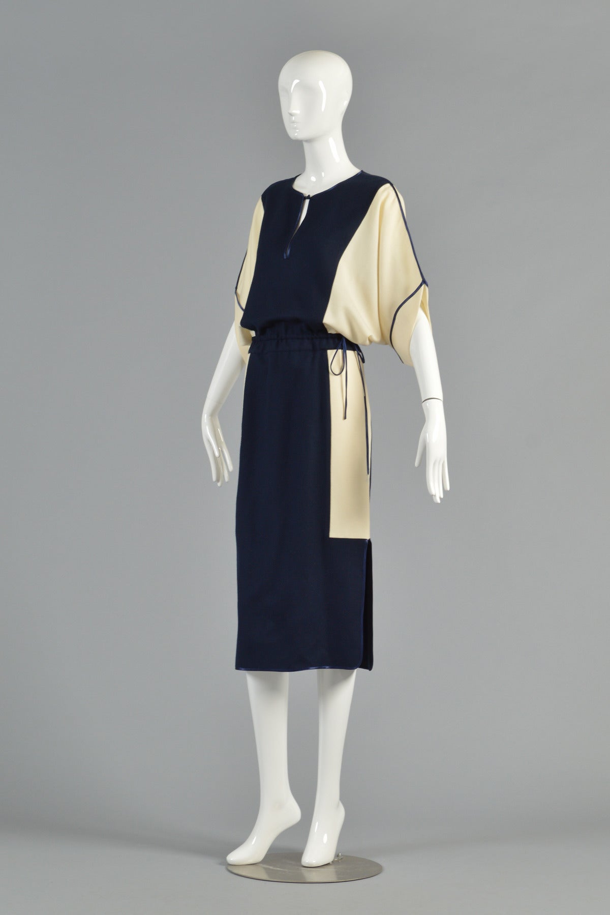 Janice Wainwright Colorblock Kimono Style Wool Dress 3