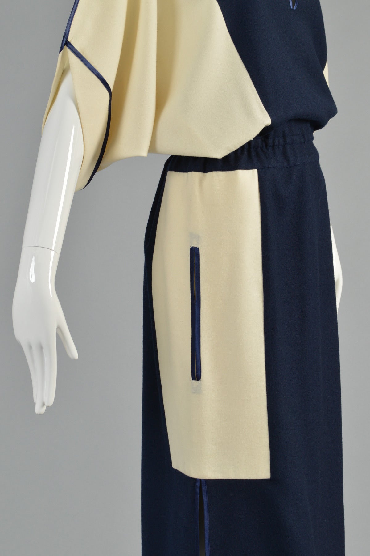 Janice Wainwright Colorblock Kimono Style Wool Dress 2