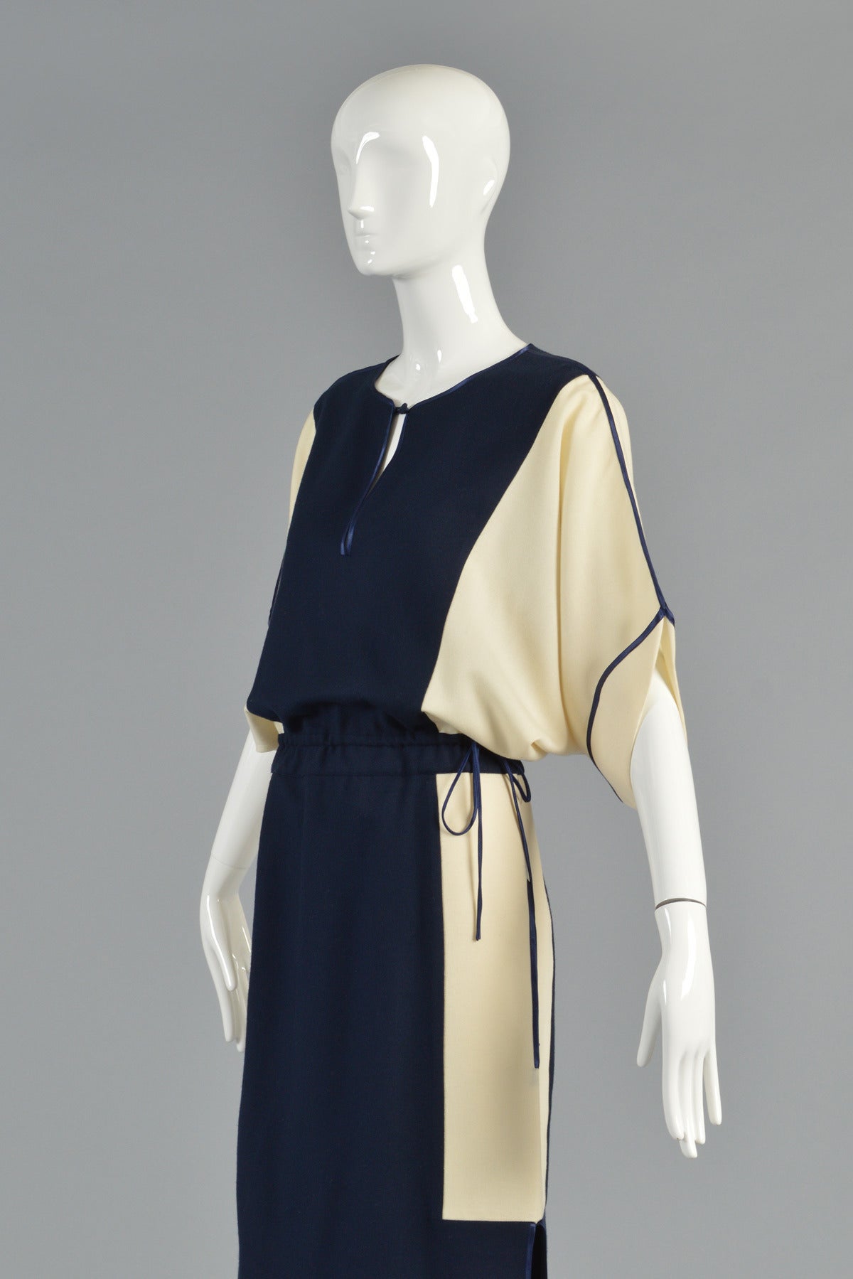 Janice Wainwright Colorblock Kimono Style Wool Dress 4