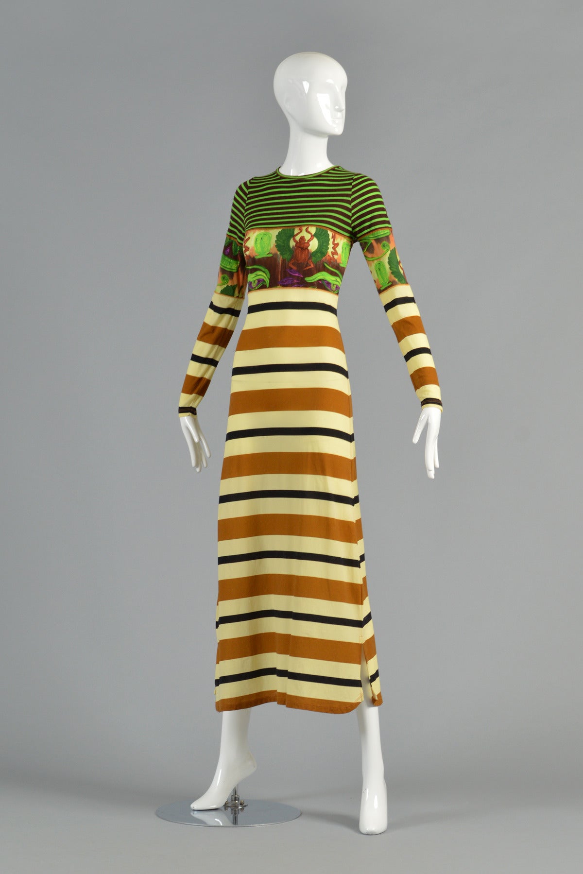 Jean Paul Gaultier 1990s Graphic Egyptian Stripe Maxi Dress 2