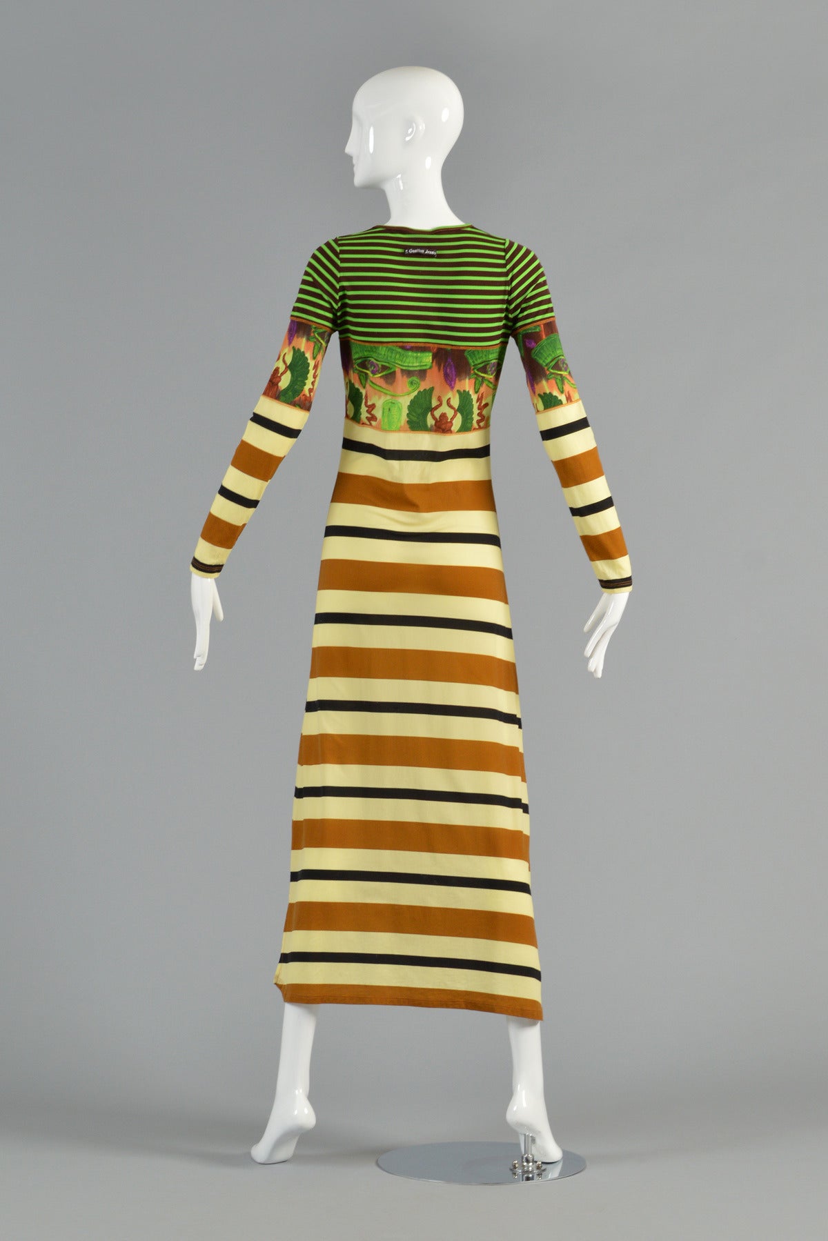 Jean Paul Gaultier 1990s Graphic Egyptian Stripe Maxi Dress 4