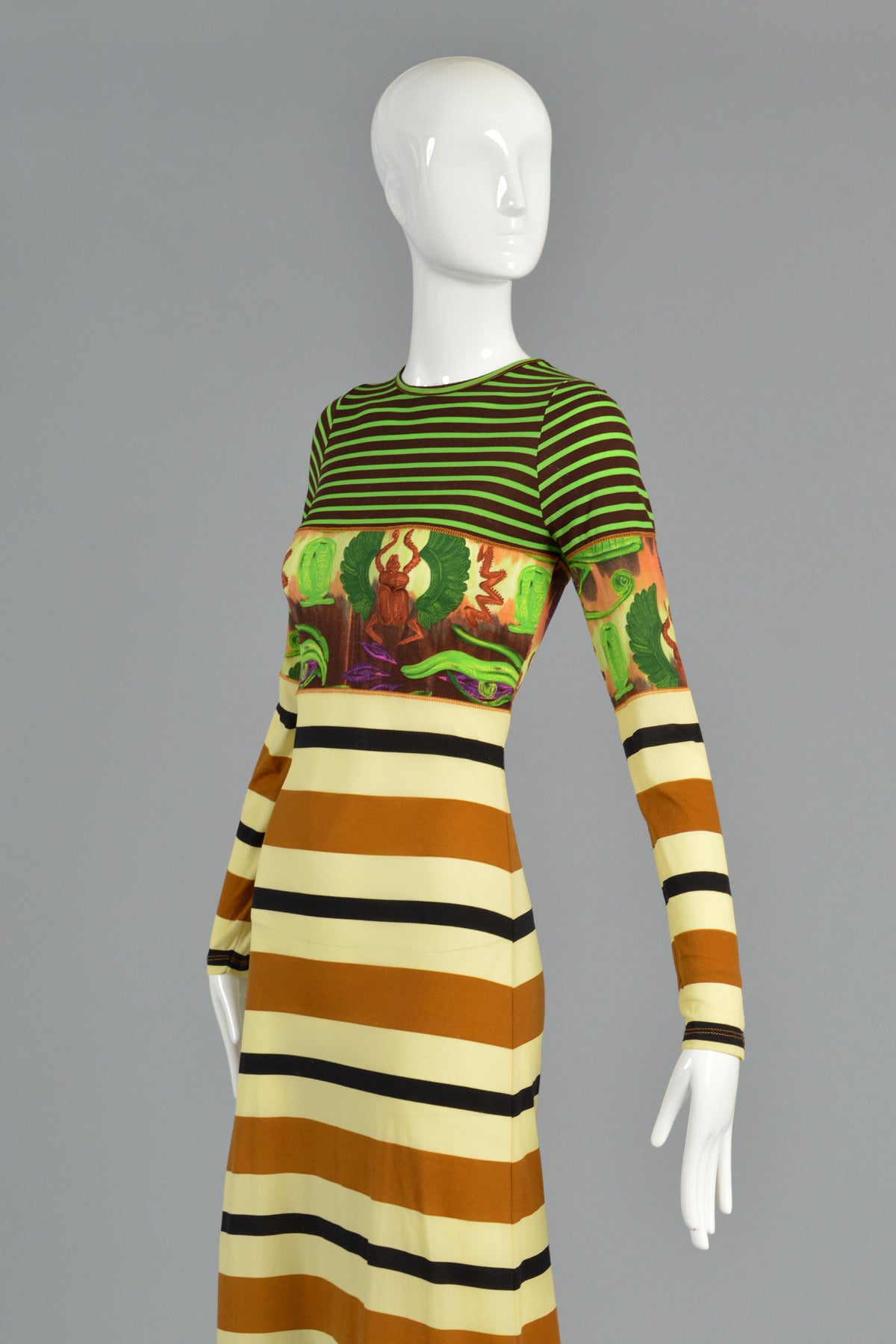 Jean Paul Gaultier 1990s Graphic Egyptian Stripe Maxi Dress 3