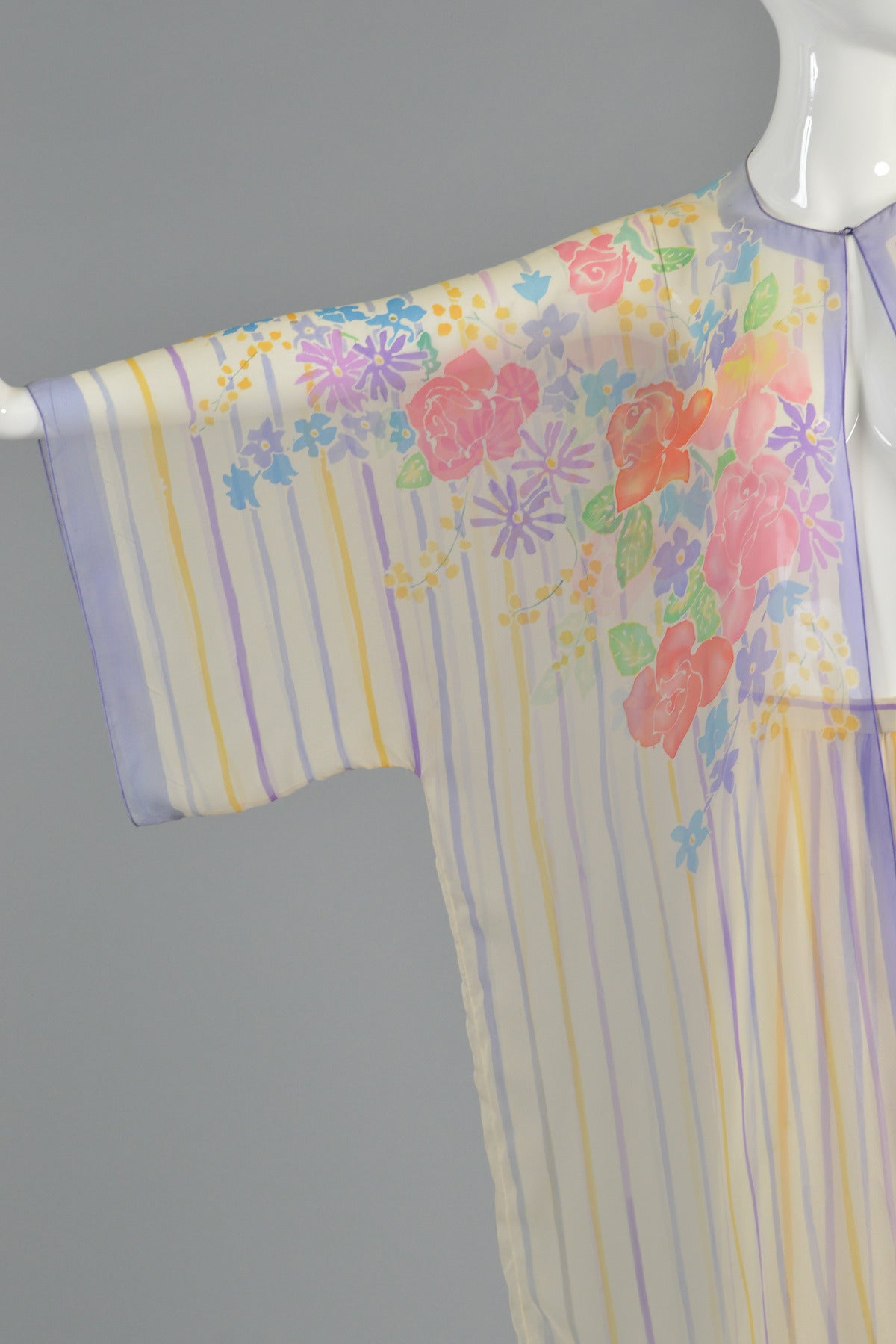 Women's Incredible Oscar de la Renta Hand-Painted Silk Kimono Ensemble