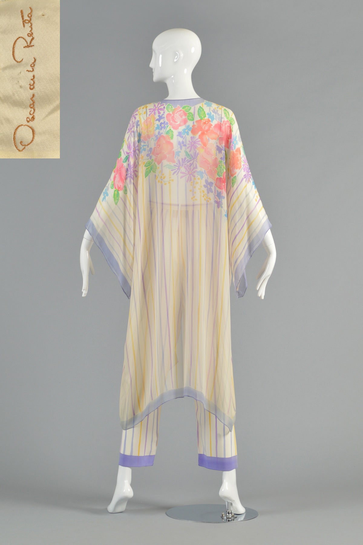 Incredible Oscar de la Renta Hand-Painted Silk Kimono Ensemble 5