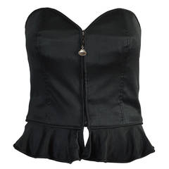 Vintage Emanuel Ungaro 1980's Zip-Front Bustier Top with Peplum
